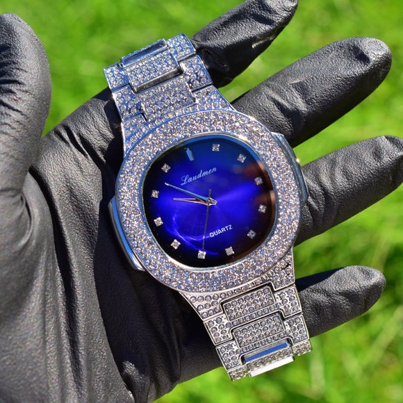 Full Iced Out luxury Watch, Necklace, Bracelet Set - Picture 3 of 6